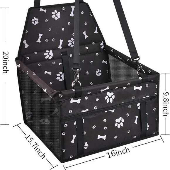 Black Portable Small Pet Booster Car Seat with Clip-On Safety Leash - Picture 2 of 5